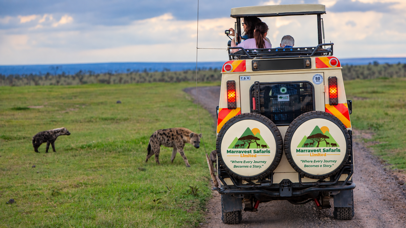 Guests exploring the savanna in a Marravest safari vehicle